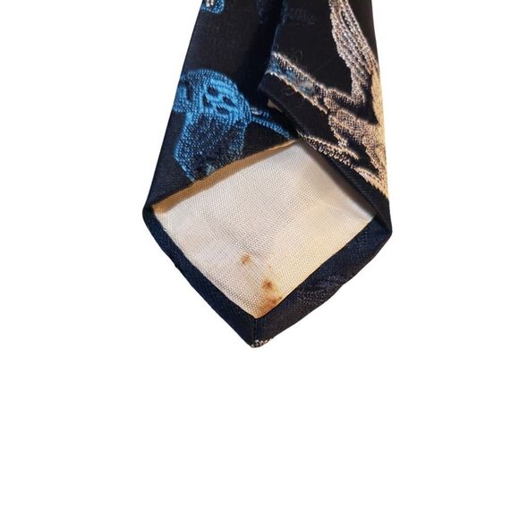 Vintage Montgomery Ward Neck Tie Mens Blue with Birds Wide Polyester 60's‎ 70's - Picture 9 of 11